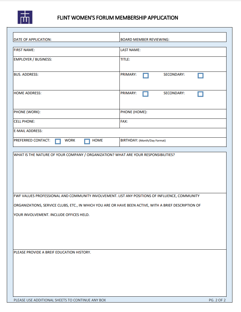 Join Now! | Flint Women's Forum